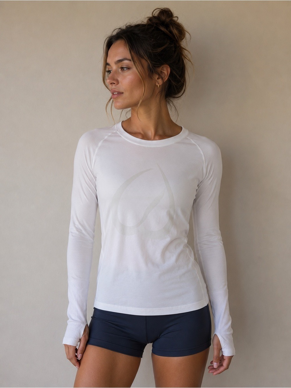 NWT CRZ YOGA White Seamless Thumbhole Long Sleeve Running Top Sz S
